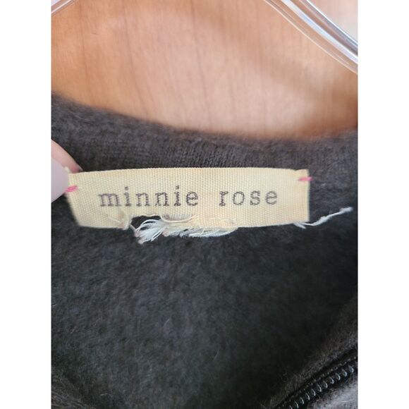 Minnie Rose 100% Cashmere Zip Up Small Hooded Minimalist Quiet Luxury Sweater - Picture 5 of 8